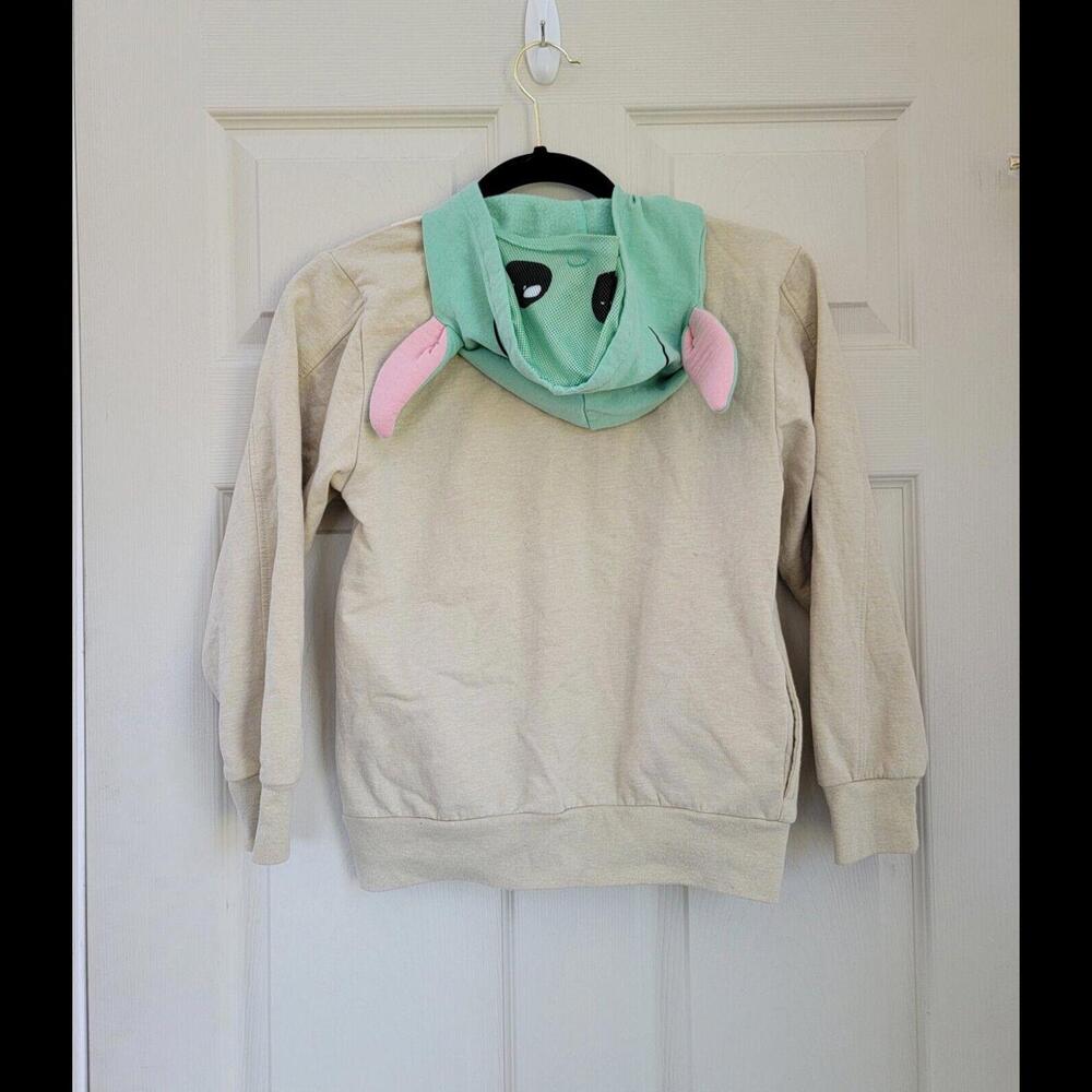 Mandalorian Yoda Hoodie Kids Costume Star Wars Child Grogu Size M Full Zip Mask